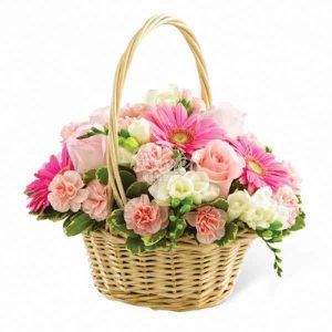 Pink-Flowers-Basket